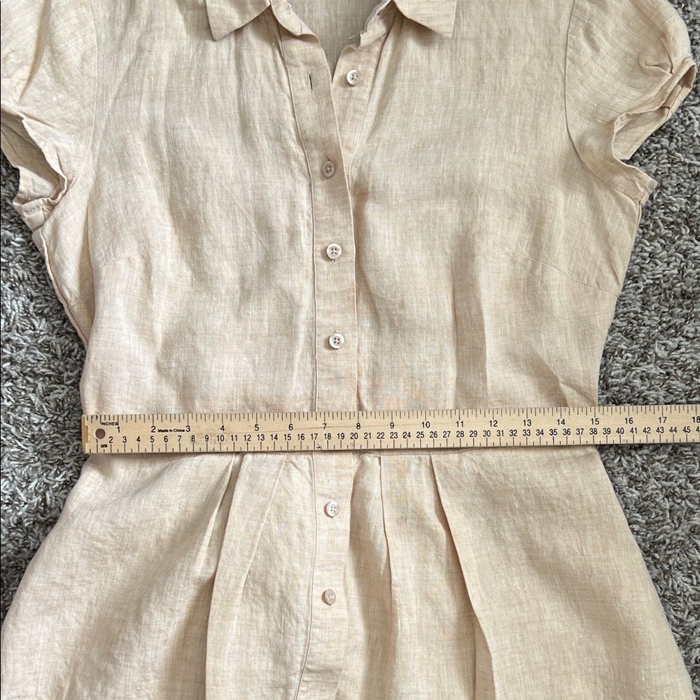 Like New! Thomas Pink 100% Linen Button-Front Belted Peplum Top in Size 8 - Picture 13 of 14